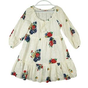 Tory Burch Floral Embroidered Ruffle Tassel Cover-Up Dress Size S Boho White